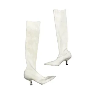 Khaite Taylor Women's White Over-the-Knee Neoprene Kitten Heel Boots Size 10