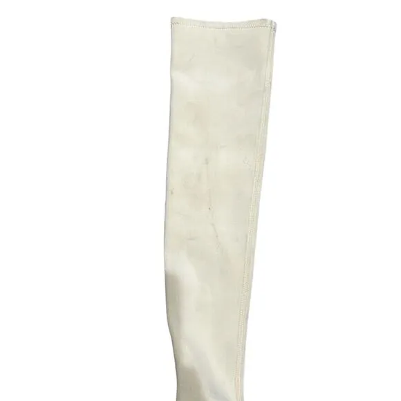 Khaite Taylor Women's White Over-the-Knee Neoprene Kitten Heel Boots Size 10