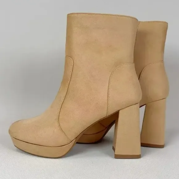 Khaki Chunky Heel Ankle Boots Sz 8.5