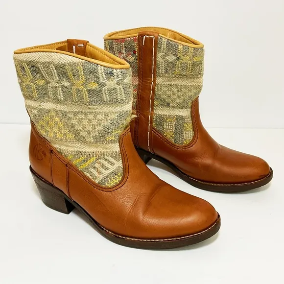 Kiboots by Kindred Spirit Kilim Rug Leather Boots