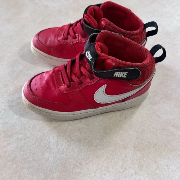 Kids Nike borough mid 2 Red High-Top Sneakers size 10C kids shoes toddler