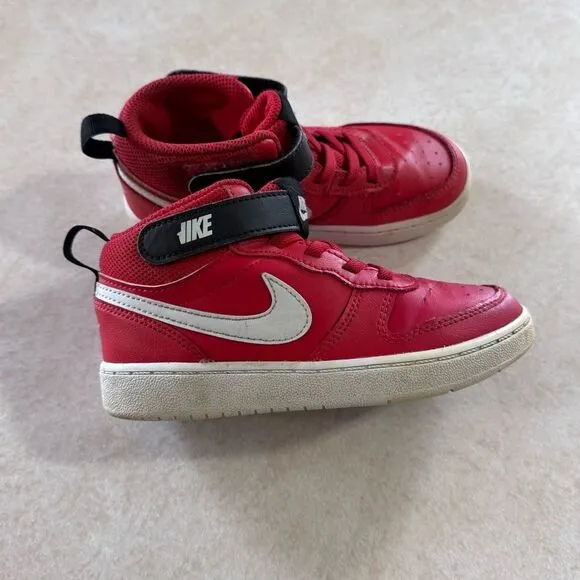 Kids Nike borough mid 2 Red High-Top Sneakers size 10C kids shoes toddler