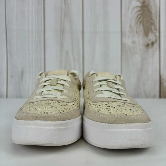 Kizit Prague Sneakers Hands Free Slip-on Canvas Comfy Tennis Shoes Cream Size 10
