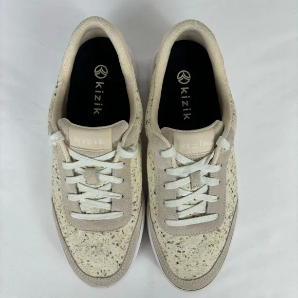 Kizit Prague Sneakers Hands Free Slip-on Canvas Comfy Tennis Shoes Cream Size 10