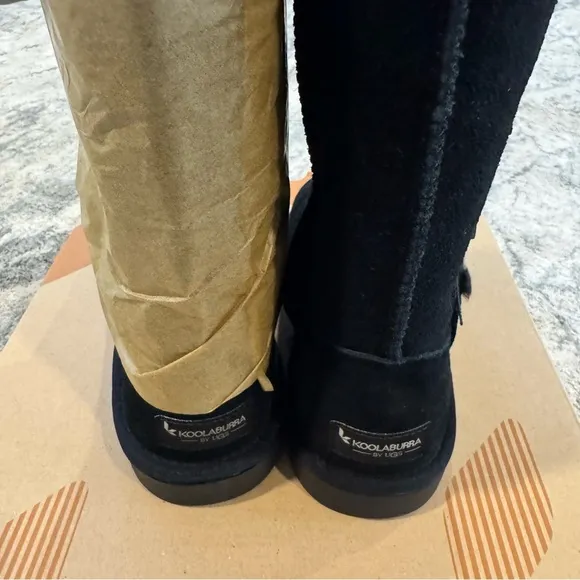 Koolaburra Victoria Girls Black Suede Boots Bow 3