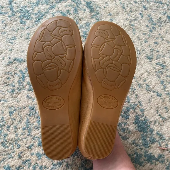 Kork-Ease Para Wedge Slip on mule shoe leather size 6 natural nude