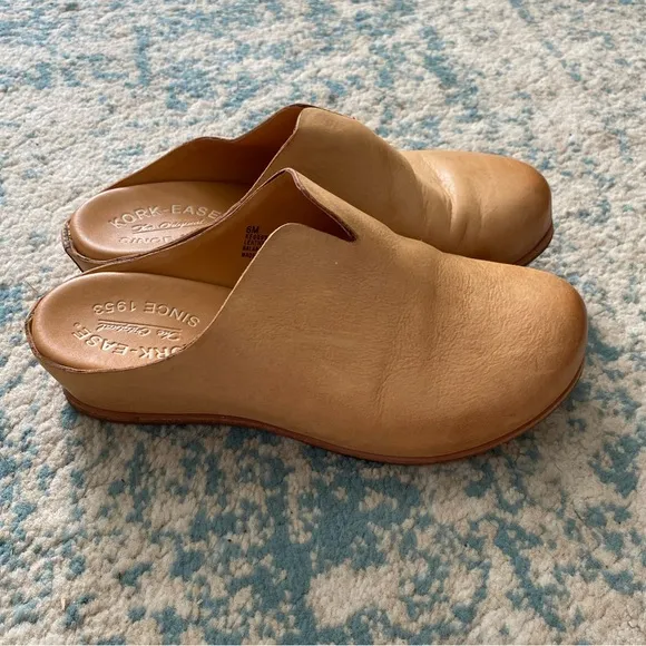 Kork-Ease Para Wedge Slip on mule shoe leather size 6 natural nude