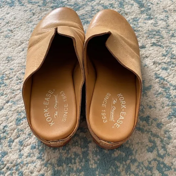 Kork-Ease Para Wedge Slip on mule shoe leather size 6 natural nude