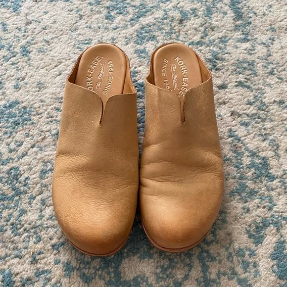 Kork-Ease Para Wedge Slip on mule shoe leather size 6 natural nude