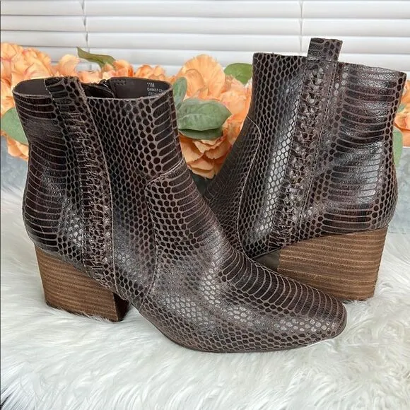 Kork-Ease Leyland Brown Snakeskin Ankle Boots Size 11