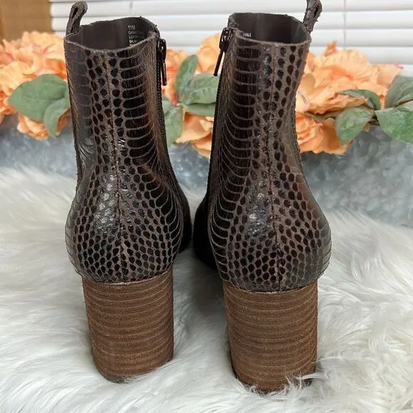 Kork-Ease Leyland Brown Snakeskin Ankle Boots Size 11