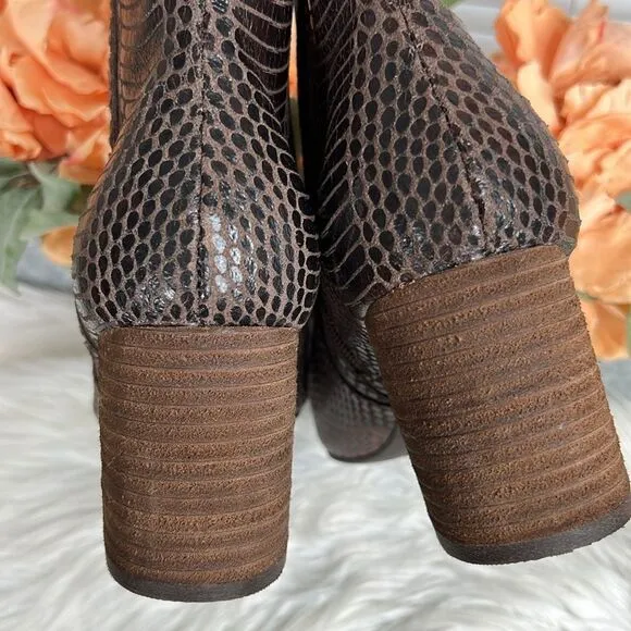 Kork-Ease Leyland Brown Snakeskin Ankle Boots Size 11