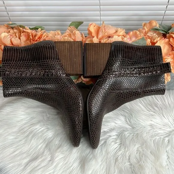 Kork-Ease Leyland Brown Snakeskin Ankle Boots Size 11