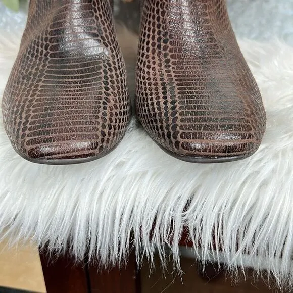 Kork-Ease Leyland Brown Snakeskin Ankle Boots Size 11