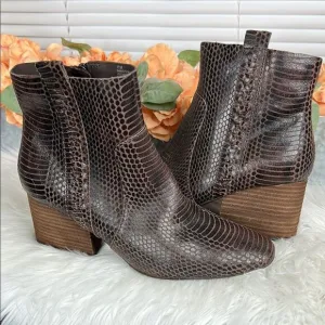 Kork-Ease Leyland Brown Snakeskin Ankle Boots Size 11