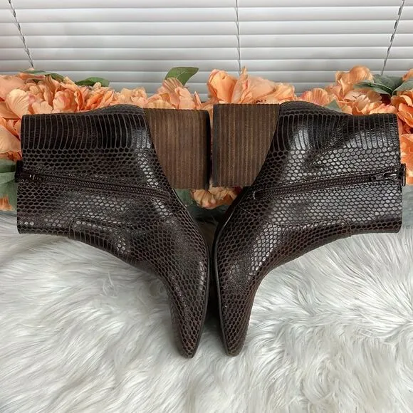 Kork-Ease Leyland Brown Snakeskin Ankle Boots Size 11