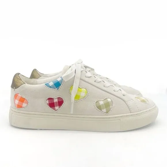 Kurt Geiger Lane Love Sneaker Low Top Lace Up Shoes Gingham Hearts Size 38 | 7.5