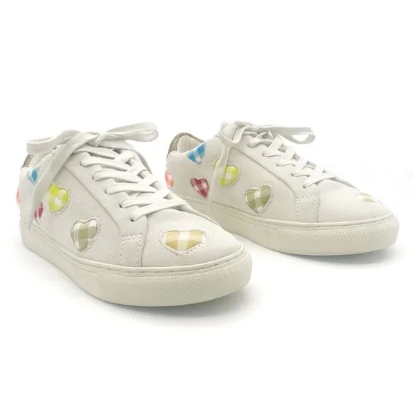 Kurt Geiger Lane Love Sneaker Low Top Lace Up Shoes Gingham Hearts Size 38 | 7.5