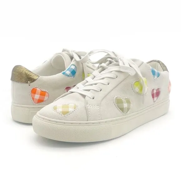 Kurt Geiger Lane Love Sneaker Low Top Lace Up Shoes Gingham Hearts Size 38 | 7.5