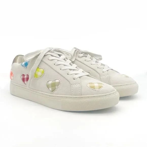 Kurt Geiger Lane Love Sneaker Low Top Lace Up Shoes Gingham Hearts Size 38 | 7.5