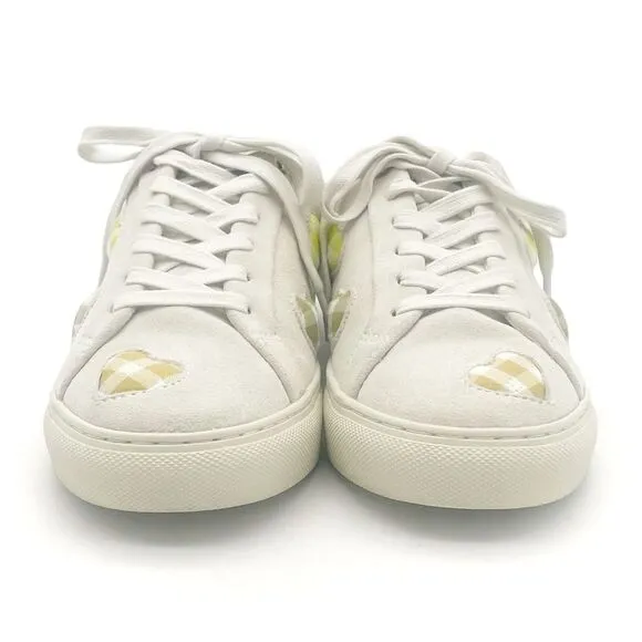 Kurt Geiger Lane Love Sneaker Low Top Lace Up Shoes Gingham Hearts Size 38 | 7.5