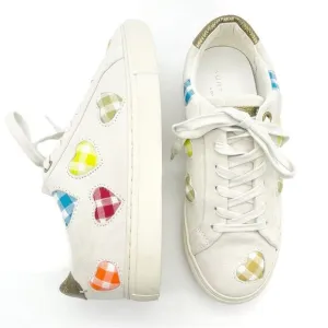 Kurt Geiger Lane Love Sneaker Low Top Lace Up Shoes Gingham Hearts Size 38 | 7.5