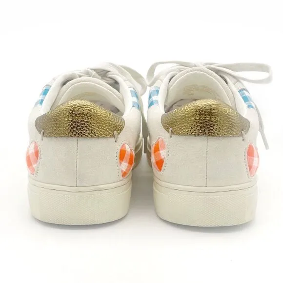 Kurt Geiger Lane Love Sneaker Low Top Lace Up Shoes Gingham Hearts Size 38 | 7.5
