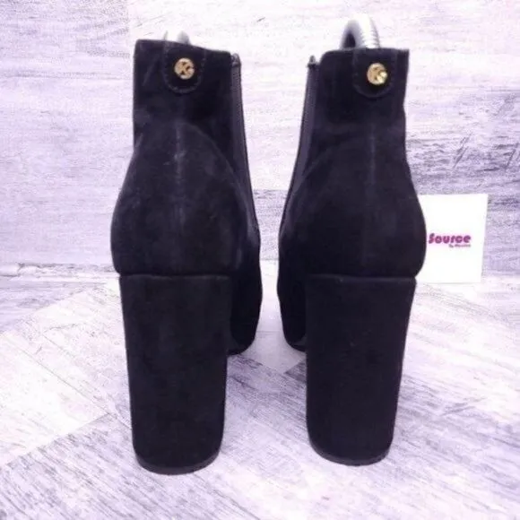 Kurt Geiger Suede Platform Heeled Ankle Boot Black Sz 38 Women's sz 8