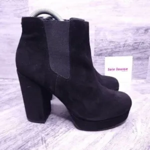 Kurt Geiger Suede Platform Heeled Ankle Boot Black Sz 38 Women's sz 8