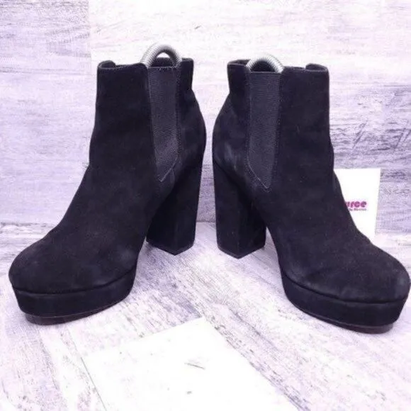 Kurt Geiger Suede Platform Heeled Ankle Boot Black Sz 38 Women's sz 8