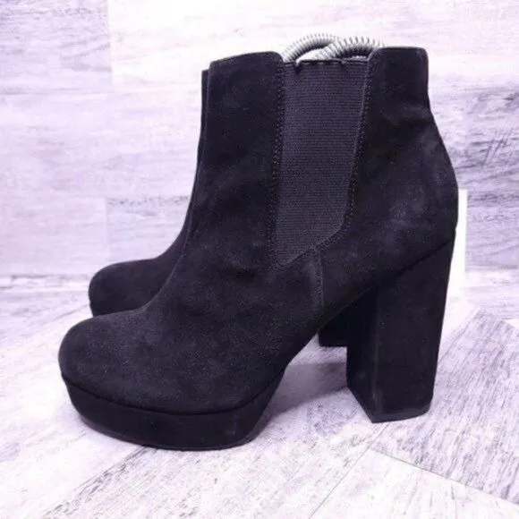 Kurt Geiger Suede Platform Heeled Ankle Boot Black Sz 38 Women's sz 8