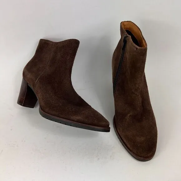 L. L. Bean ankle heeled booties women's size 7 brown suede minimalist boots