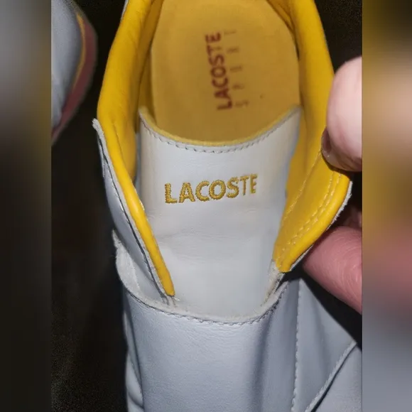 Lacoste Men's Paris Punched Shoes Sz 10.5 US, EU 44 - Vintage White &amp; Yellow