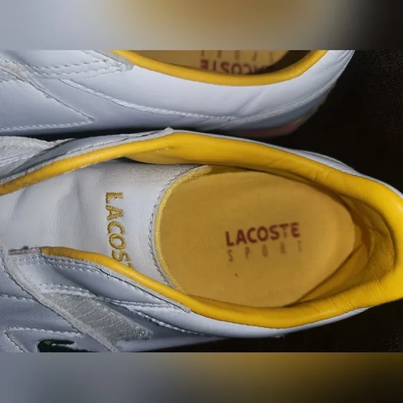 Lacoste Men's Paris Punched Shoes Sz 10.5 US, EU 44 - Vintage White &amp; Yellow
