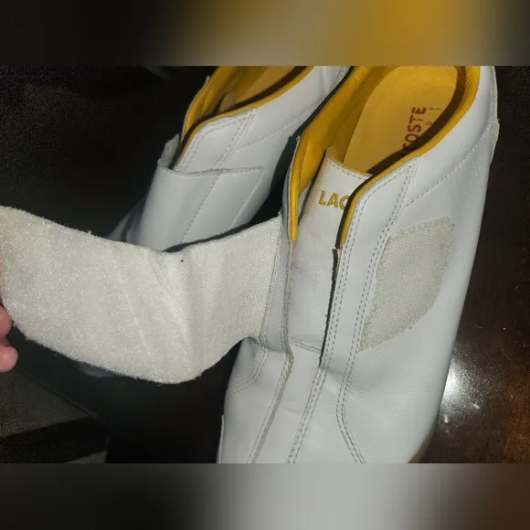 Lacoste Men's Paris Punched Shoes Sz 10.5 US, EU 44 - Vintage White &amp; Yellow