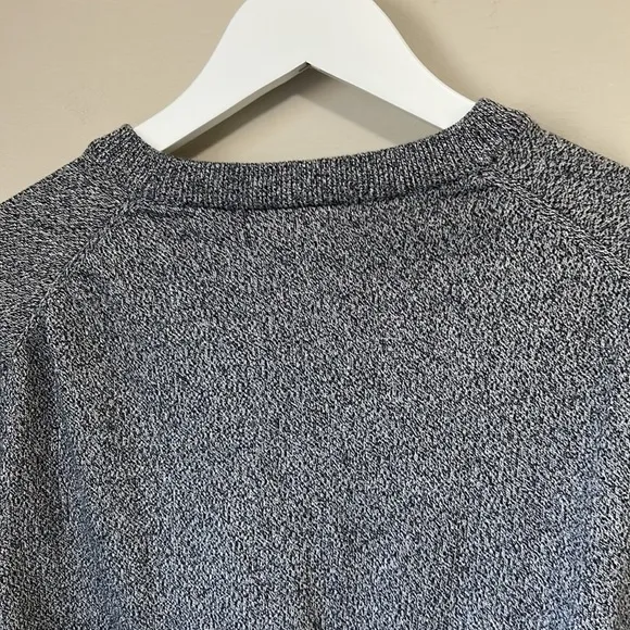 LACOSTE Mens V Neck Cotton Sweater Classic Fit Marled Jersey Grey Sz M