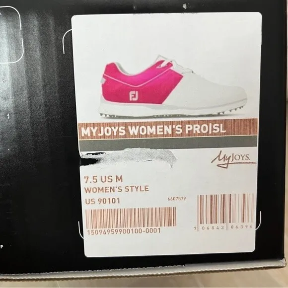 Ladies FootJoy MyJoys Pro/SL Golf Shoes 7.5 Pink &amp; White NWT