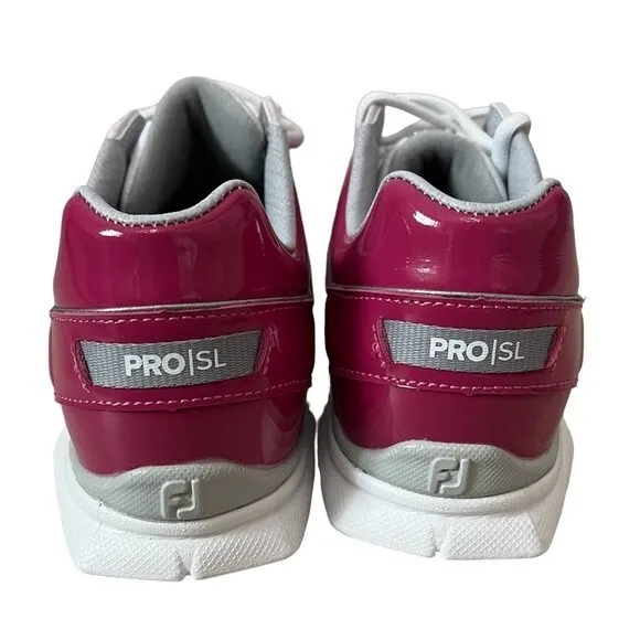Ladies FootJoy MyJoys Pro/SL Golf Shoes 7.5 Pink &amp; White NWT