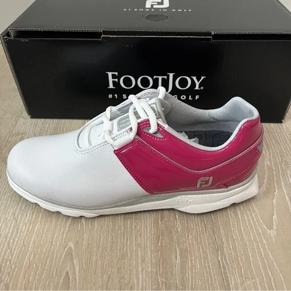 Ladies FootJoy MyJoys Pro/SL Golf Shoes 7.5 Pink &amp; White NWT