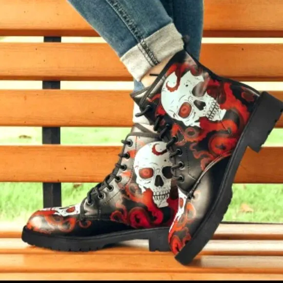 Ladie's punk rock combat boots sz 8