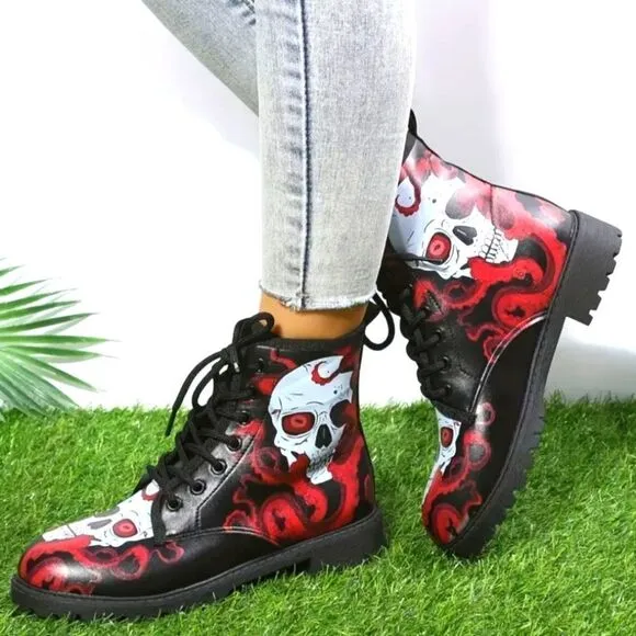 Ladie's punk rock combat boots sz 8