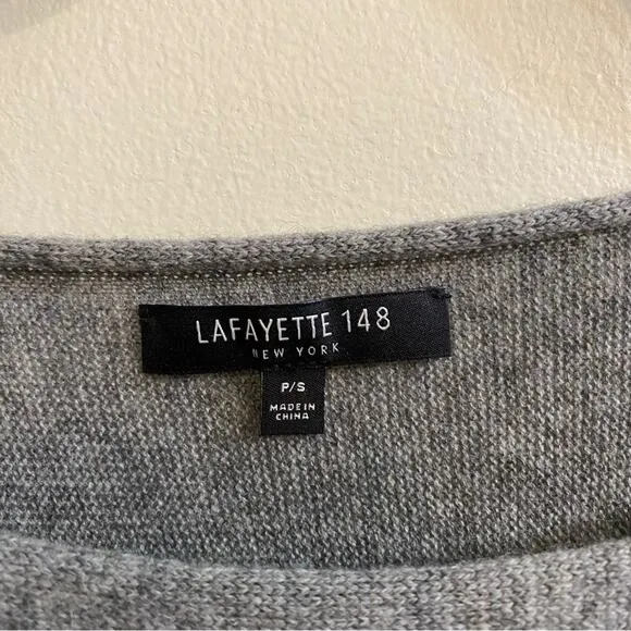 Lafayette 148 Baroque Hand-Beaded 100% Cashmere Sweater Grey Women’s Size Small