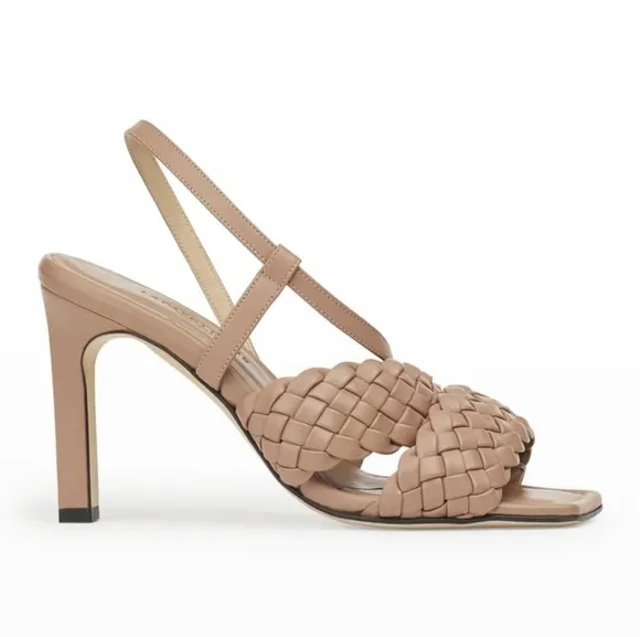 LAFAYETTE 148‎ New York Black Meritte Woven Braided Leather Slingback Sandals 7