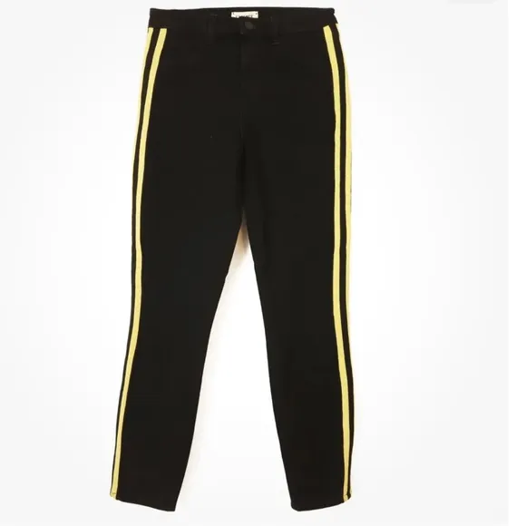 L’AGENCE Margot high rise gold stripe skinny jeans black size 30/8