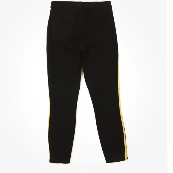 L’AGENCE Margot high rise gold stripe skinny jeans black size 30/8