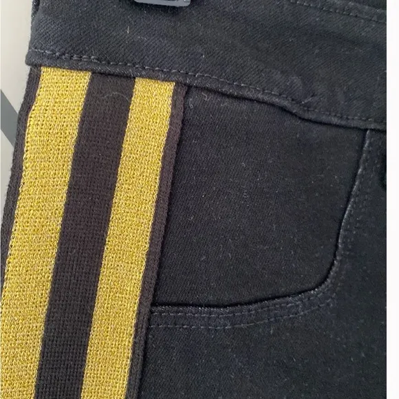 L’AGENCE Margot high rise gold stripe skinny jeans black size 30/8