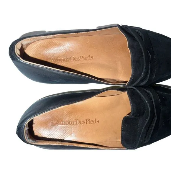 L’AMOUR DES PIEDS Shoes Women's Size 7.5M Black Leather MIAMORE Comfort Loafers