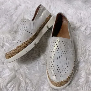 L’AMOUR Des Pieds Stazzema White Gold Metallic leather slip on shoes women’s 6.5