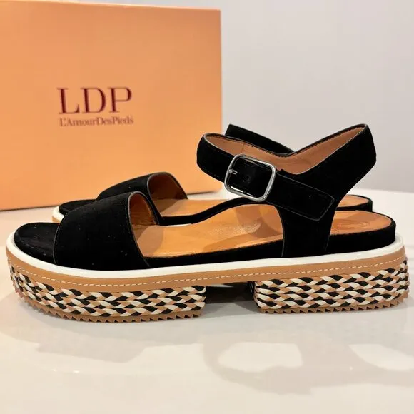 L'Amour des Pieds Women's Dalaney Sandals Size 8.5 Black NEW