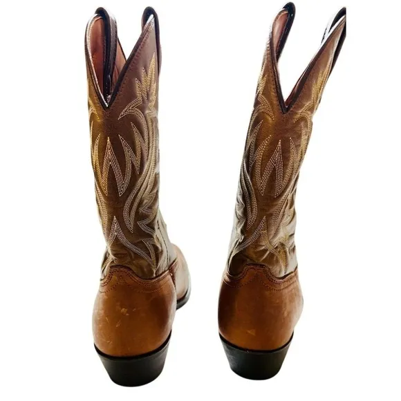 Laredo Men's Paris Brown Leather Snip Toe Western Cowboy Boots Size 11 round